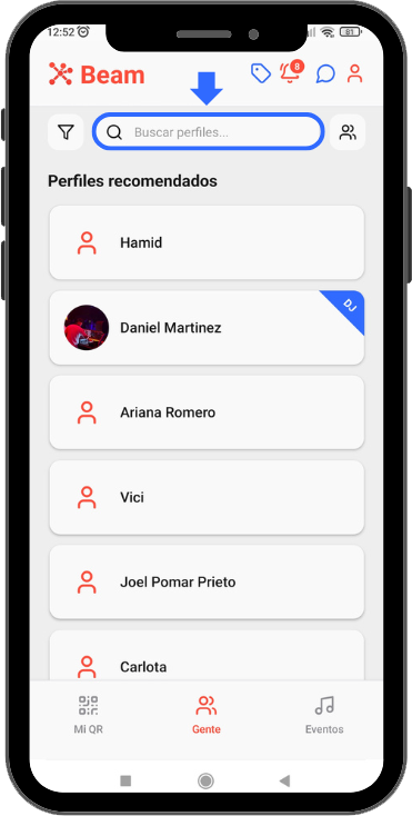 Agregar contacto a través del buscador de perfiles